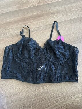 Black Lace Longline Bralette with Light Support
